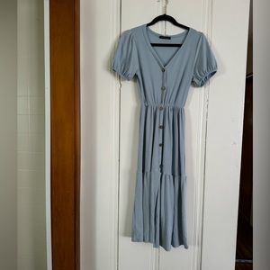 Puff Sleeve Midi Dress